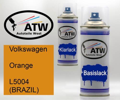 Volkswagen, Orange, L5004 (BRAZIL): 400ml Sprühdose + 400ml Klarlack - Set, von ATW Autoteile West.